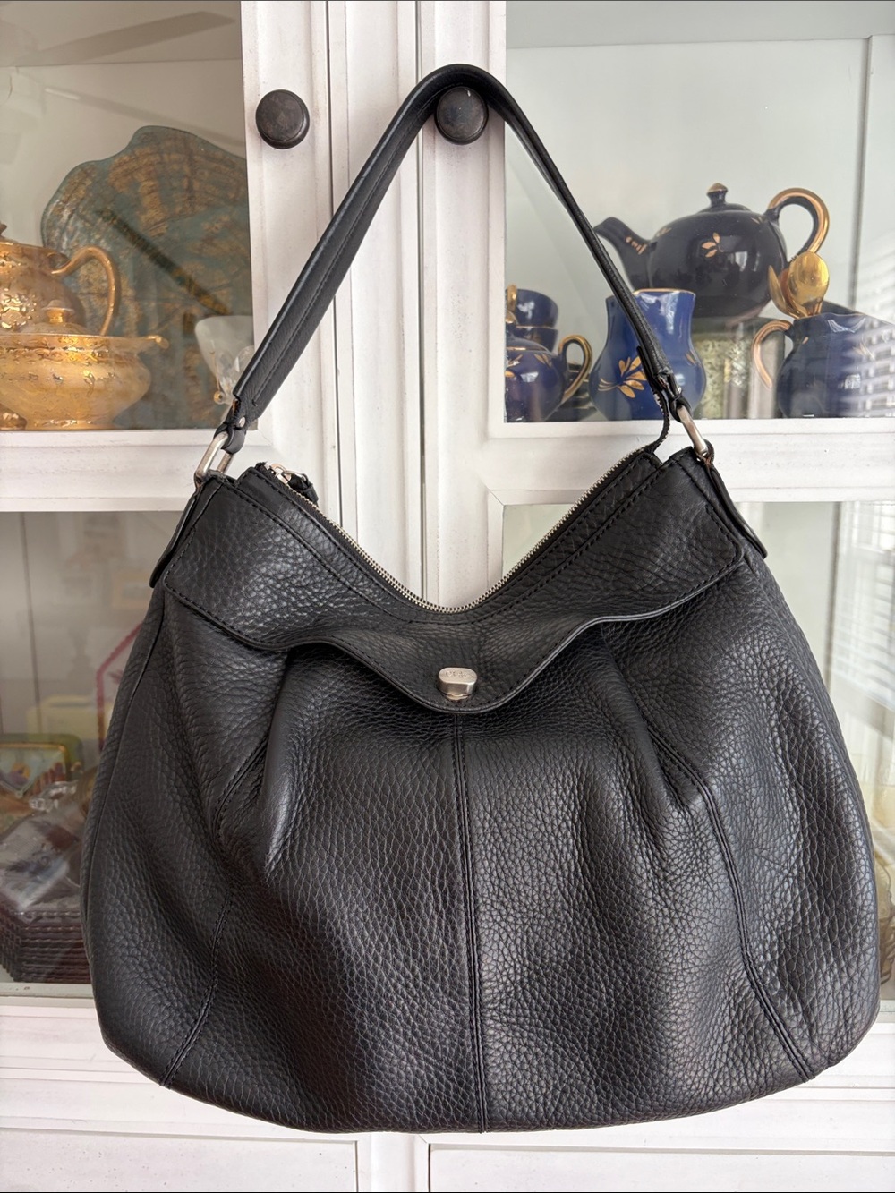 Cole Haan Classic Black Leather Hobo Bag.
